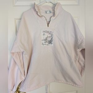 Vintage  By Taylor Pink Quarter-Zip  Sweatshirt With Dog Art Patch. 2XL
